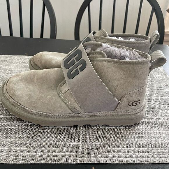 UGG Neumel ll Graphic grey suede fur lined Booties boots no box